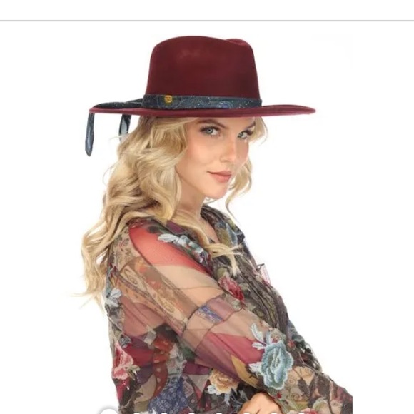 Johnny was burgundy Celestin scarf felt hat boho chic - Picture 1 of 4